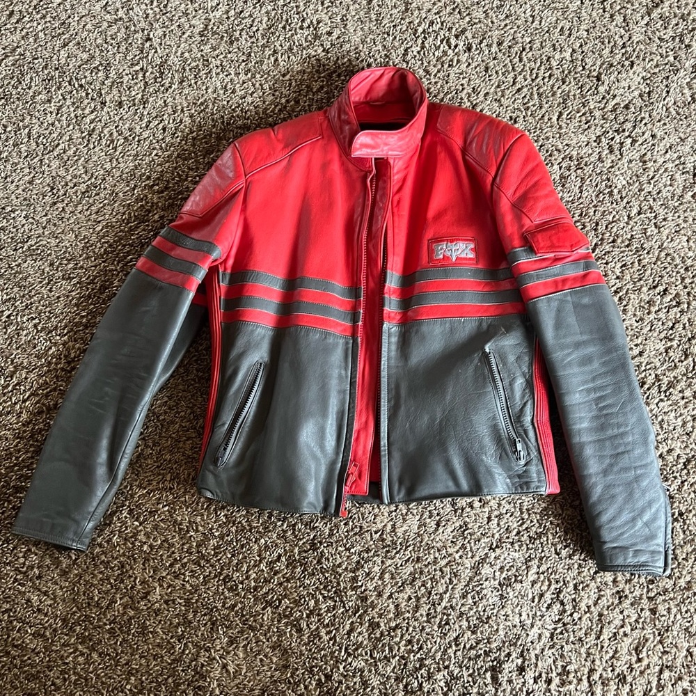 MENS FOX LEATHER FUR LINED JACKET SIZE XL